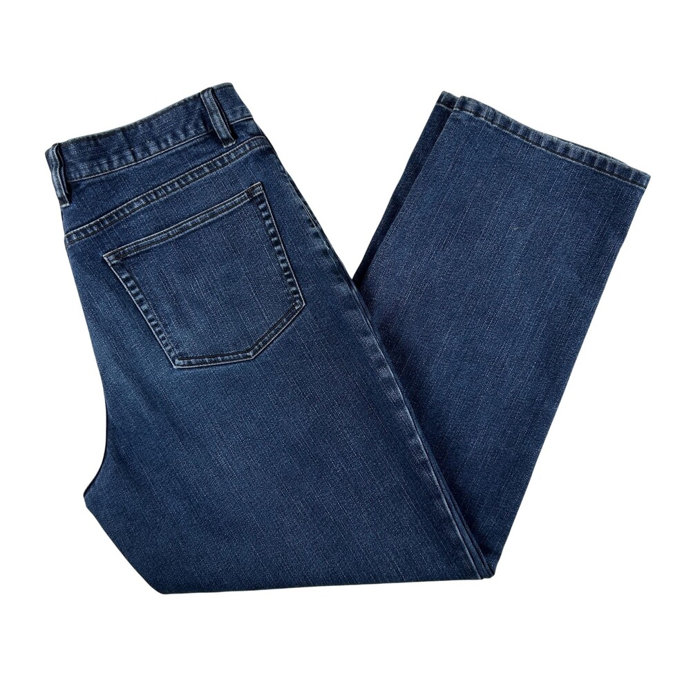 Jos A Bank Travelers Collection Jeans Mens 35x29 Med Wash Straight Denim Zip Fly
